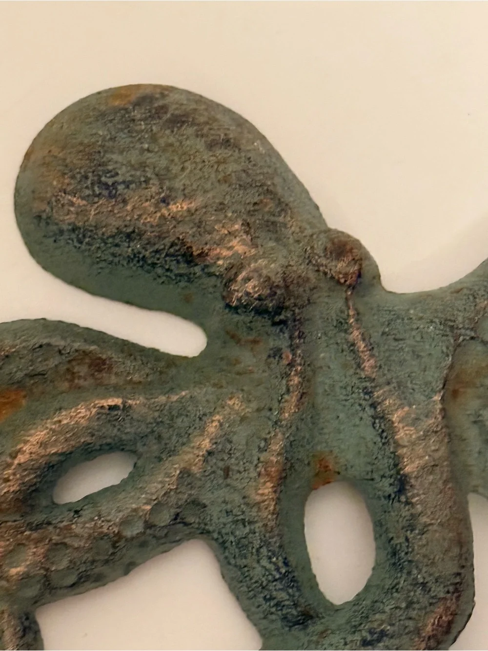Decorative Cast Iron Octopus Wall Hook in Weathered Teal Coastal Beach
